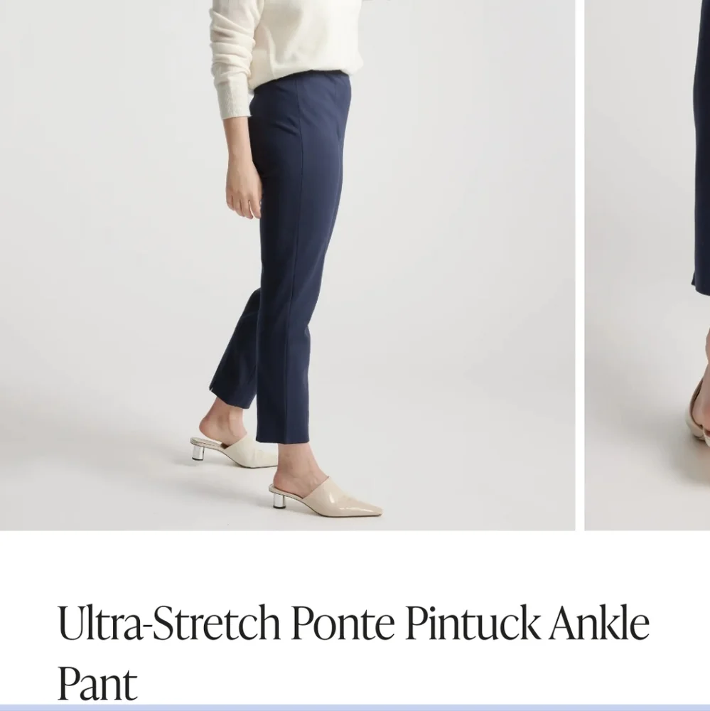 Quince Ultra Stretch Ponte Pintuck Ankle Pants Black Last Few Pairs - Picture 2 of 6